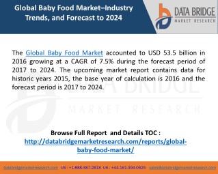 Global Baby Food Market- Industry Trends and Forecast to 2024