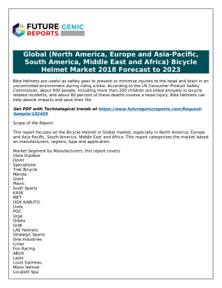 Bicycle Helmet Market Insight Report - Find out the Secret Factors behind the Growth in Near Future According to New Res