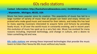 60s Radio Station - An Industry Of Beautiful Music Online