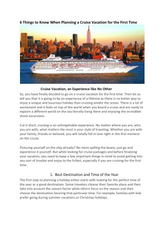 6 Things to Know When Planning a Cruise Vacation for the First Time