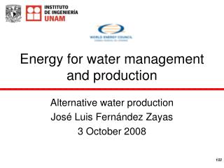 Energy for water management and production