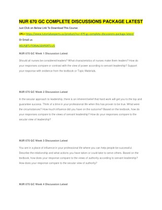 NUR 670 GC COMPLETE DISCUSSIONS PACKAGE LATEST