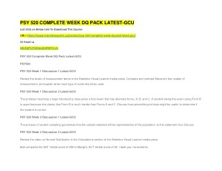 PSY 520 COMPLETE WEEK DQ PACK LATEST-GCU