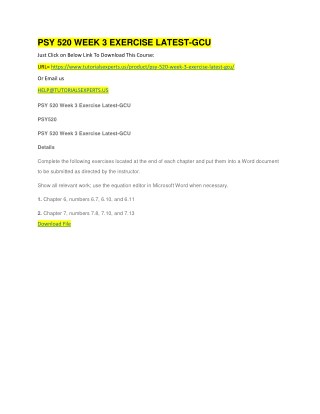 PSY 520 WEEK 3 EXERCISE LATEST-GCU