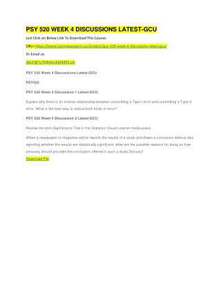 PSY 520 WEEK 4 DISCUSSIONS LATEST-GCU
