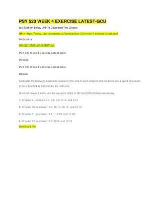 PSY 520 WEEK 4 EXERCISE LATEST-GCU