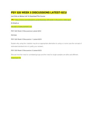 PSY 520 WEEK 5 DISCUSSIONS LATEST-GCU