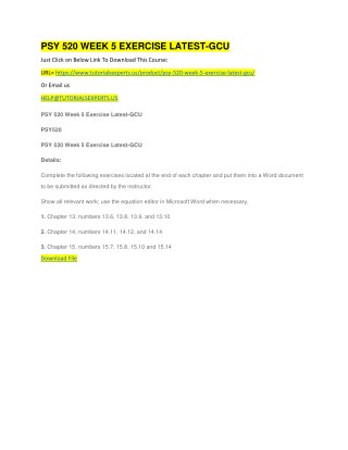 PSY 520 WEEK 5 EXERCISE LATEST-GCU