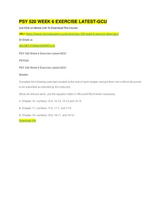 PSY 520 WEEK 6 EXERCISE LATEST-GCU