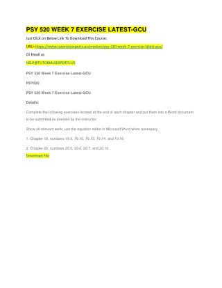 PSY 520 WEEK 7 EXERCISE LATEST-GCU
