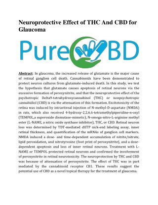 Neuroprotective Effect of THC And CBD for Glaucoma