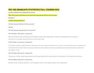 PSY 520 GRADUATE STATISTICS FULL COURSE-GCU