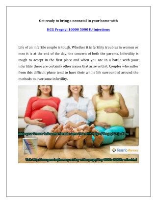 Buy Pregnyl HCG Injections Online to have your own Baby