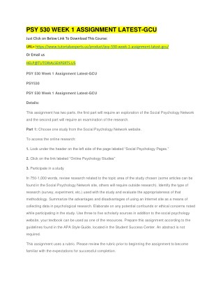 PSY 530 WEEK 1 ASSIGNMENT LATEST-GCU