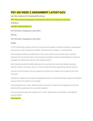 PSY 530 WEEK 2 ASSIGNMENT LATEST-GCU