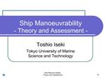 Ship Manoeuvrability - Theory and Assessment -