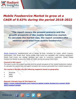 Mobile Foodservice Market to grow at a CAGR of 9.63% during the period 2018-2022