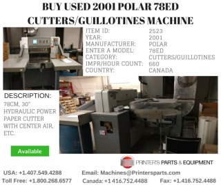 Buy Used 2001 Polar 78ED Cutters/Guillotines Machine