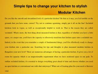 Simple tips to change your kitchen to stylish Modular Kitchen