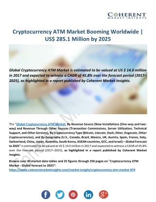 Cryptocurrency ATM Market Top-Vendor And Industry Analysis By End-User Segments Till 2025