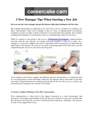 3 New Manager Tips When Starting a New Job in UK