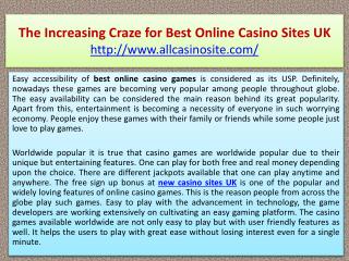 The Increasing Craze for Best Online Casino Sites UK