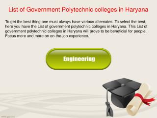 List of government polytechnic colleges in Haryana