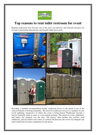 Top reasons to rent toilet restroom for event