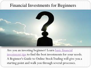 Financial Investments Tips for Beginners