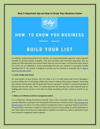 Best 5 Important tips on How to Grow Your Business Faster