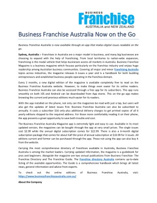 Business Franchise Australia Now on the Go