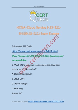 Certqueen Huawei H13-811 Real Dumps