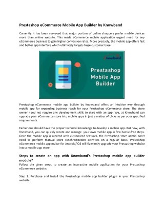 Prestashop eCommerce Mobile App Builder by Knowband