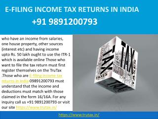 E-filing income tax returns in India 09891200793