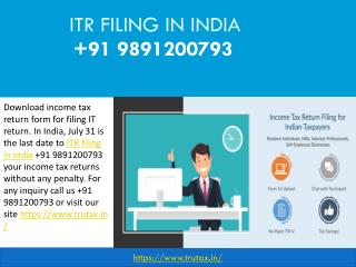 ITR filing in India 91 9891200793