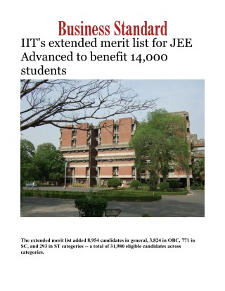 IIT's extended merit list for JEE Advanced to benefit 14,000 students