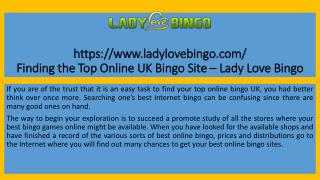 Finding the Top Online UK Bingo Site â€“ Lady Love Bingo