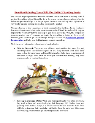 Benefits Of Getting Your Child The Habit Of Reading Books