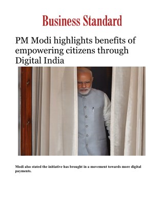 PM Modi highlights benefits of empowering citizens through Digital IndiaÂ 