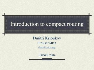 Introduction to compact routing