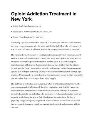 Opioid Addiction Treatment in New York