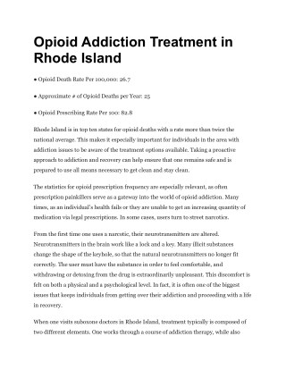 Opioid Addiction Treatment in Rhode Island