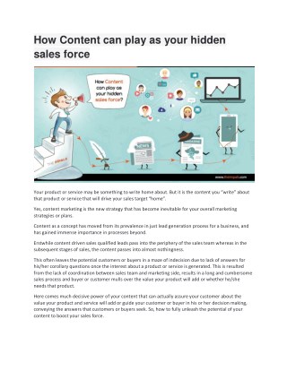 How Content can play as your hidden sales force