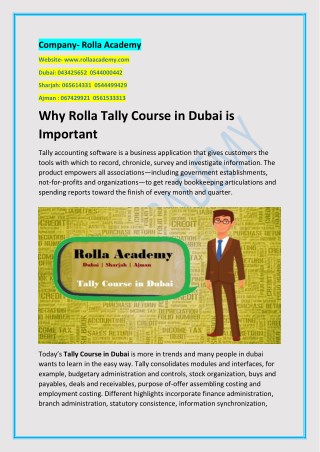 Why Rolla Tally Course in Dubai is Important