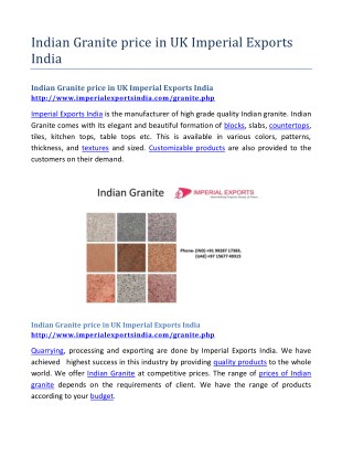 Indian Granite price in UK Imperial Exports India