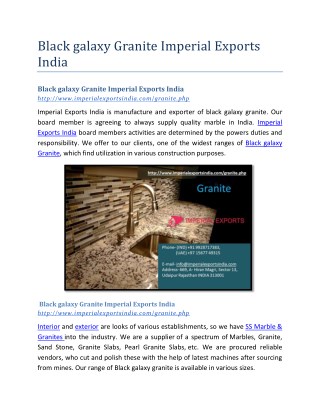 Black galaxy Granite Imperial Exports India