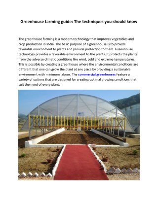 Greenhouse farming guide: The techniques you should know