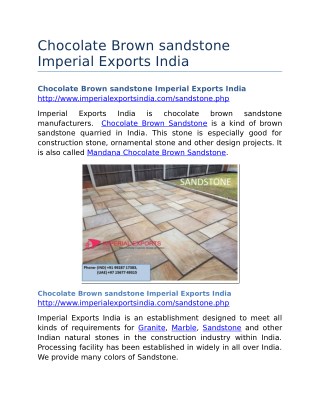 Chocolate Brown sandstone Imperial Exports India