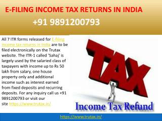 All 7 ITR forms released for E-filing income tax returns in India 09891200793