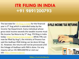 New Deadline for ITR filing in India 09891200793 is 5th Aug